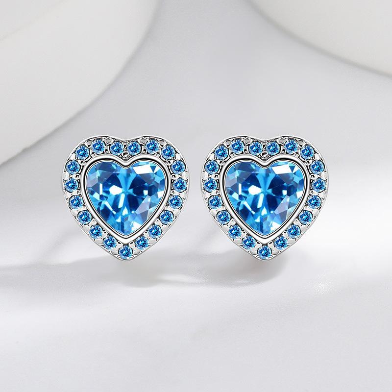 2026 Inlaid Zircon Peach Heart Earrings Women's Small Love Earrings for Your Heart, Women's Cute Heart Earrings