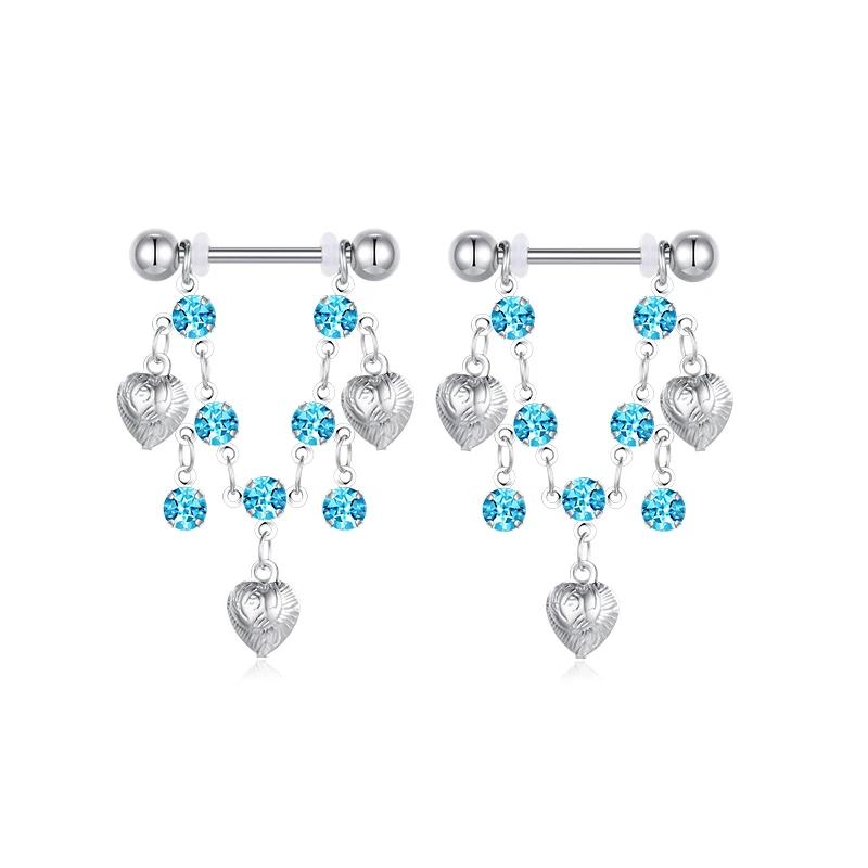 1 Stück Sexy Kette Brustwarzenring 14G Barbell Stern Schild Körperschmuck Damen Piercing