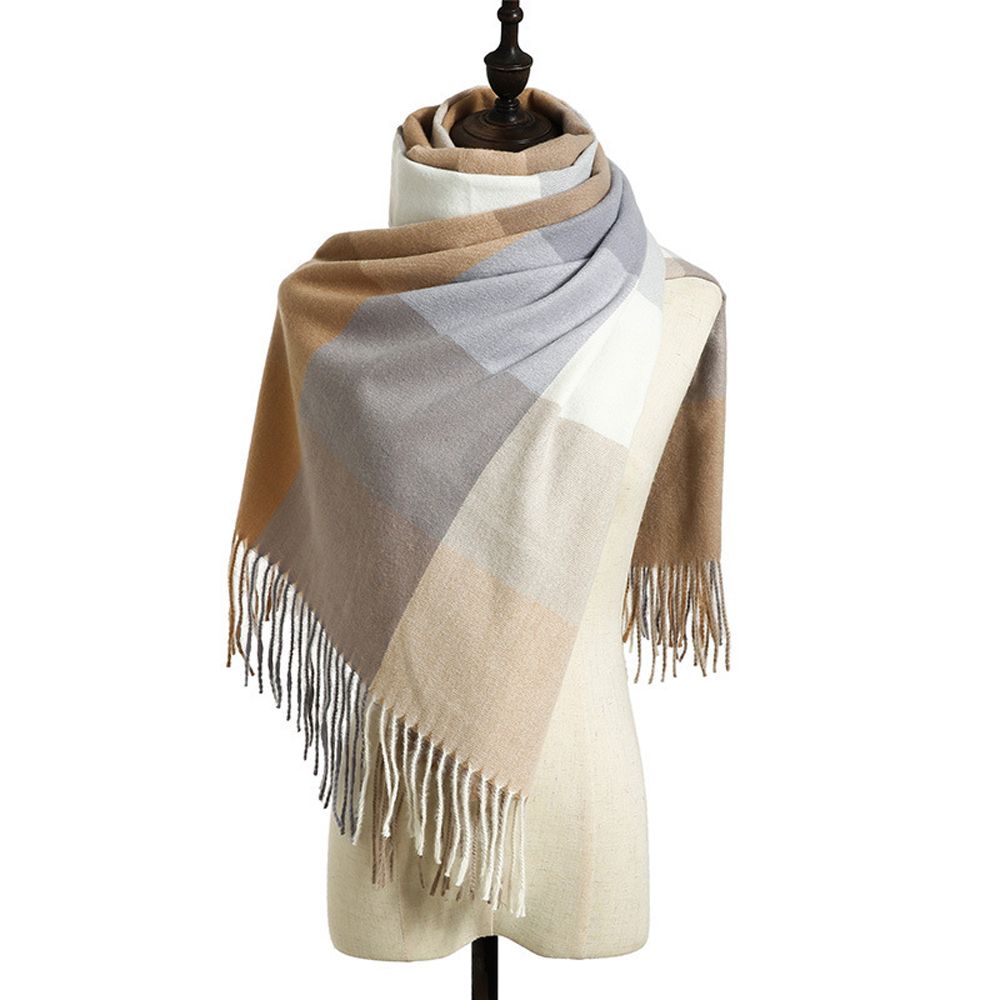 Bandana Pashmina Warm Shawl Wrap Women Plaid Scarf Korean Style Scarf Autumn Winter Shawl Scarf
