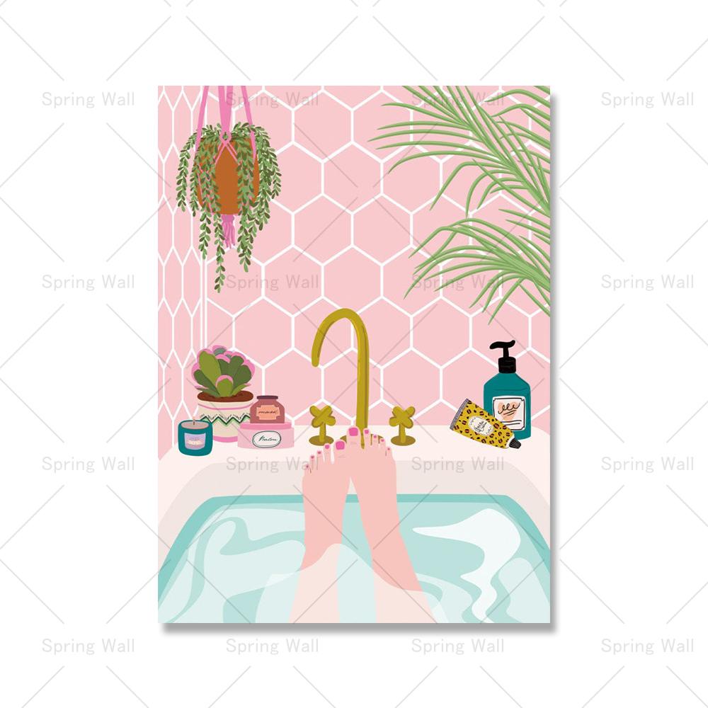 

Бохо-постер, ботаническая ванная комната, кухонная раковина, холст, картина, тропические комнатные растения, художественная печать, скандинавская настенная картина для домашнего декора 21x30cm No Framed