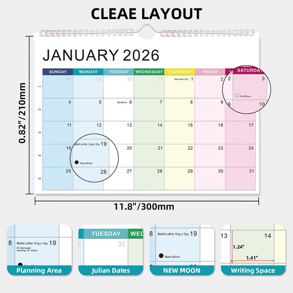 2026 Minimalistisk Engelsk Nedräkning & Väggkalender