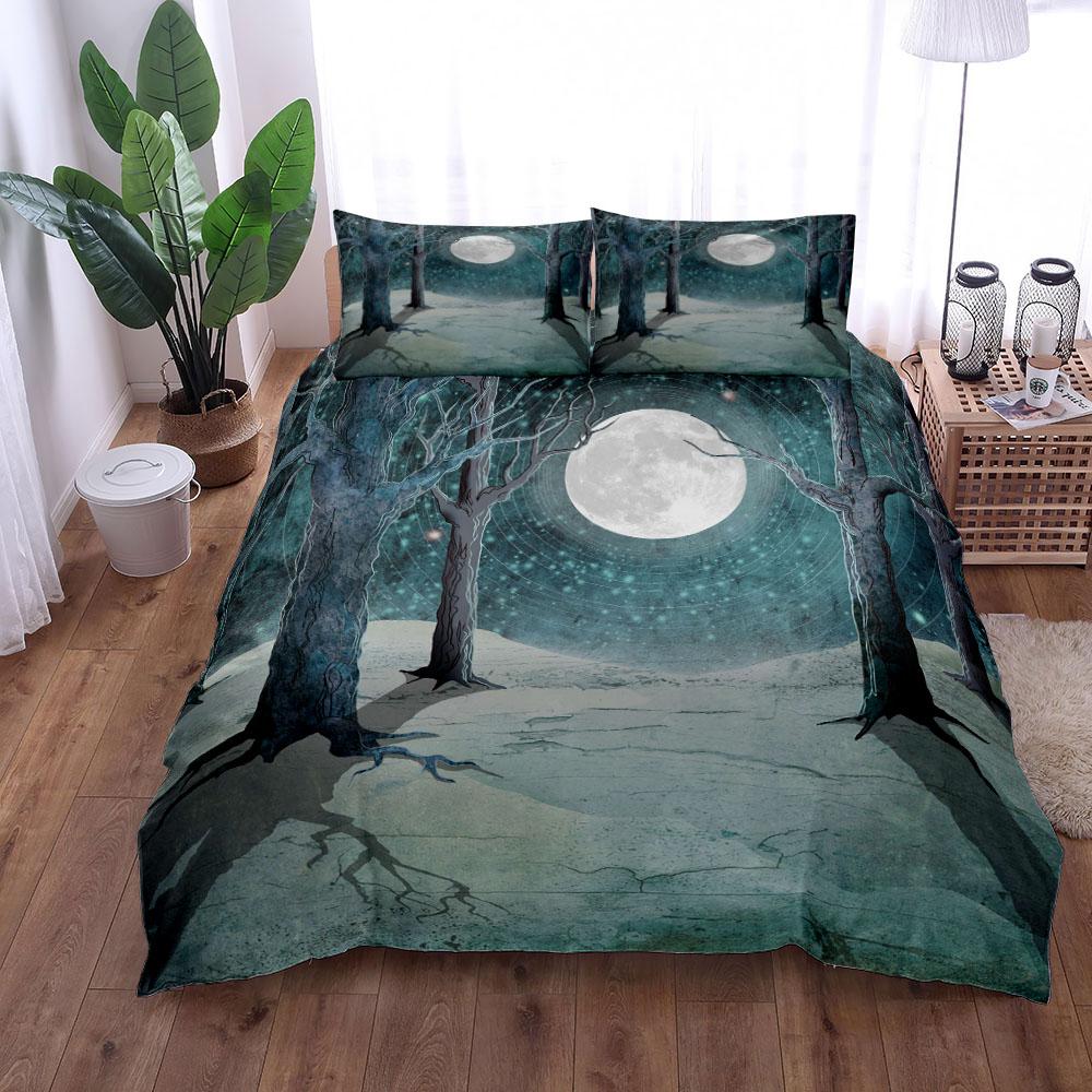 Glitter on Celestial Moon Duvet Cover Set King Queen Double Full Twin Single Size Bed Linen Set