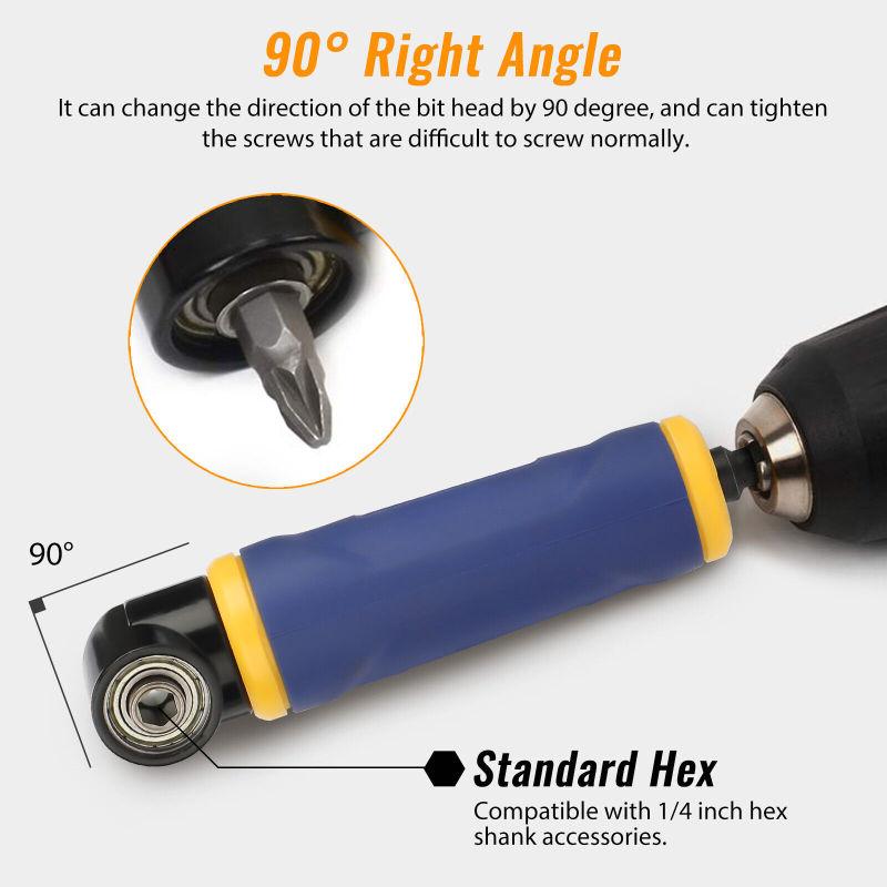 90 Degree Right Angle Drill Adapter High Efficiency Standard Hex Extension Screwdriver Socket Holder