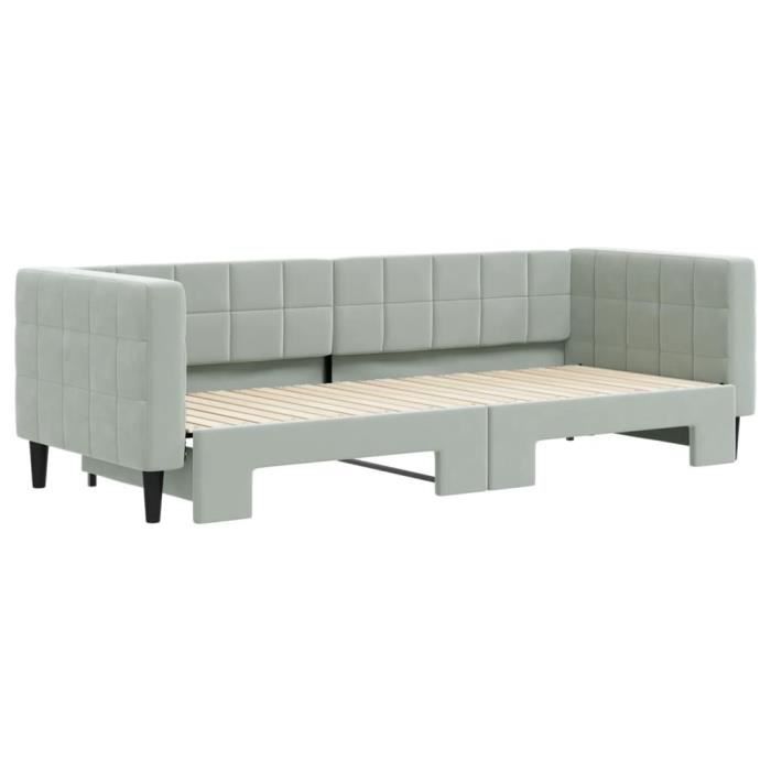 VidaXL Daybed with Trundle Bed Light Grey 80x200 Cm Velvet 3196684