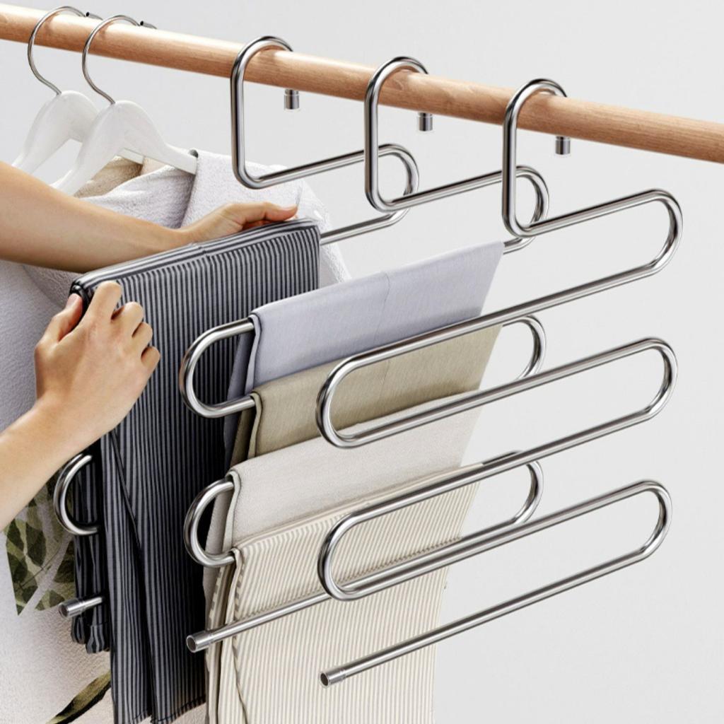 Non-Slip Clothes Hangers Multi-functional Pant Storage Rack with Multiple Hanging and Storage Functions Folding Wardrobe Rack