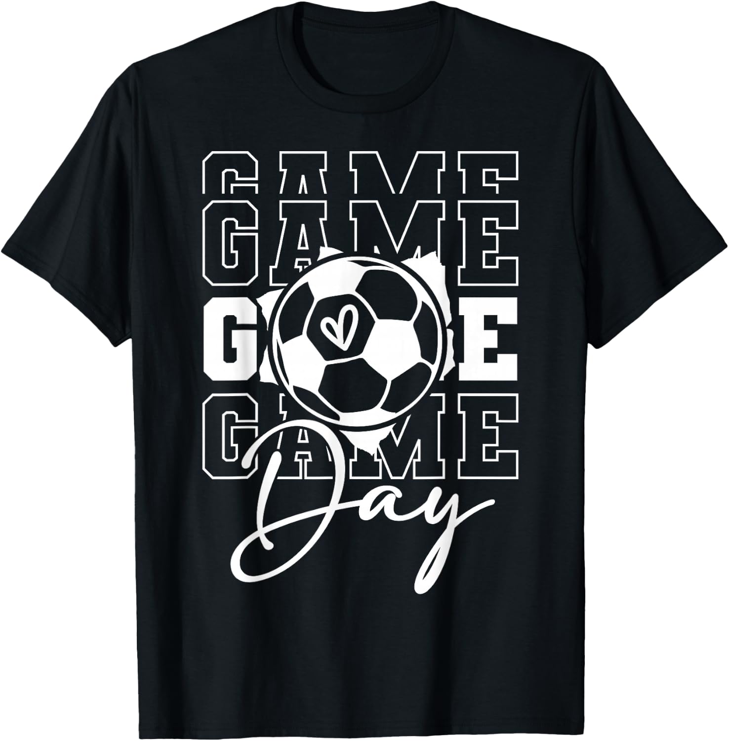 Game Day Soccer Ball Heart Graphic T-shirt XXXL