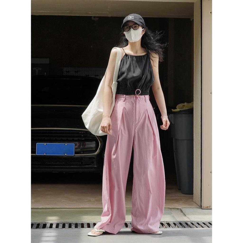 Louvre Summer Women's Korean Style High-Waist Wide Leg Casual Sun Protection Pants
