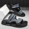 Men's Slippers Summer New Sandals Men PU Leather Sandals Adult Thick-soled Beach Shoes Male Non-slip Open-toe Casual Sandals