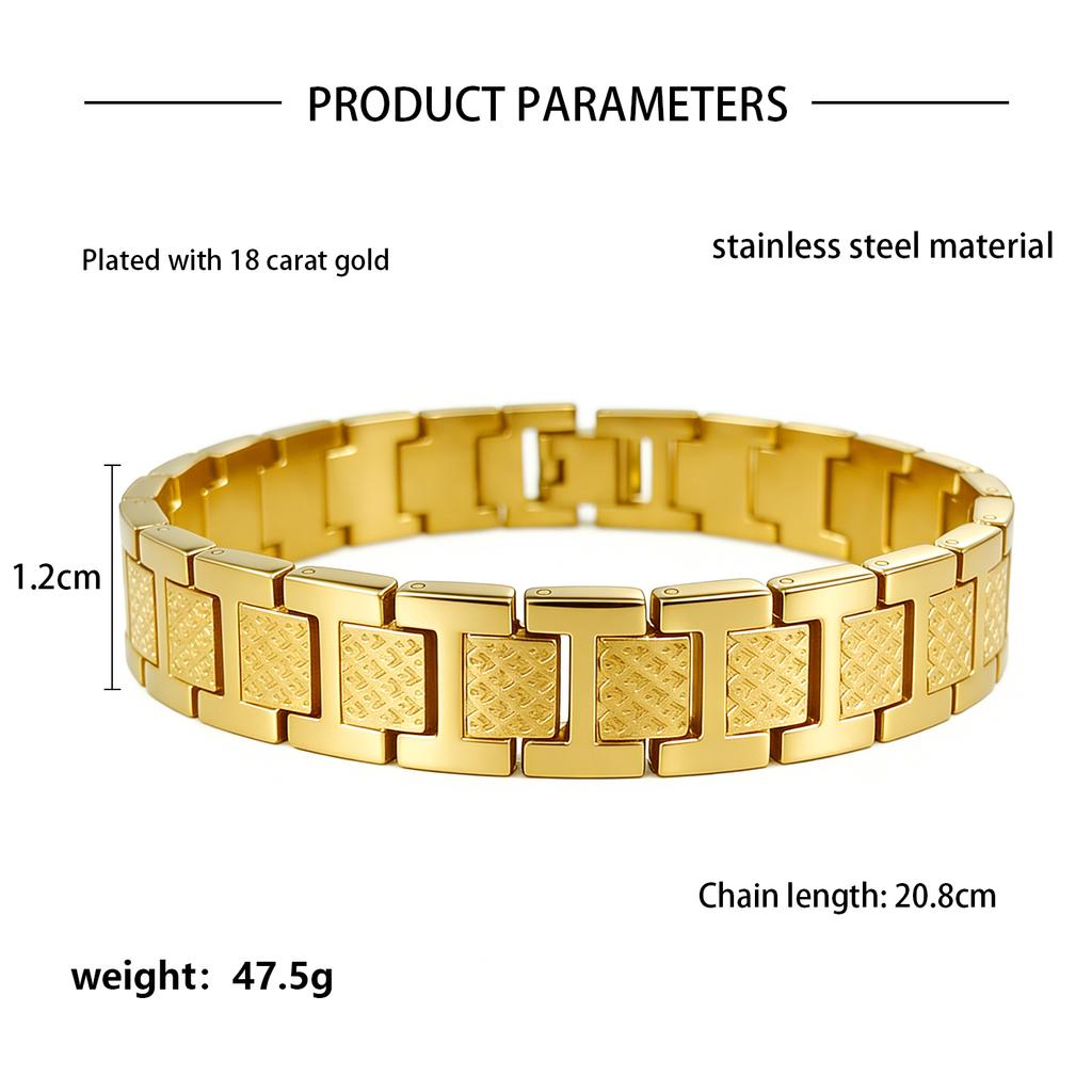 Hiphop-style Stainless Steel Chain & Link Men's Watch Strap PVD Gold Silver Black Bracelet Best Creative Gift Boyfriend Jewelry