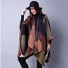 Autumn and Winter Scarf Versatile Plaid Women's Travel Shawl Imitation Cashmere Split-ended Thickened Cape