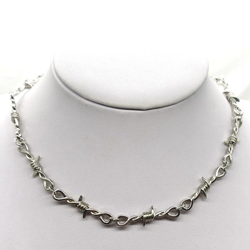 ZAKOL Fashion Iron Unisex Choker Necklace Women Hip-hop Gothic Punk Barbed Wire Little Thorns Chain Choker Zircon Gifts