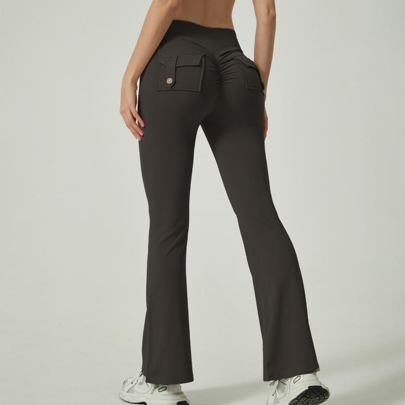 High Waist Pocket Yoga Pants Shorts Sports Women's Hip Lift Peach Hip Flared Fitness Pants
