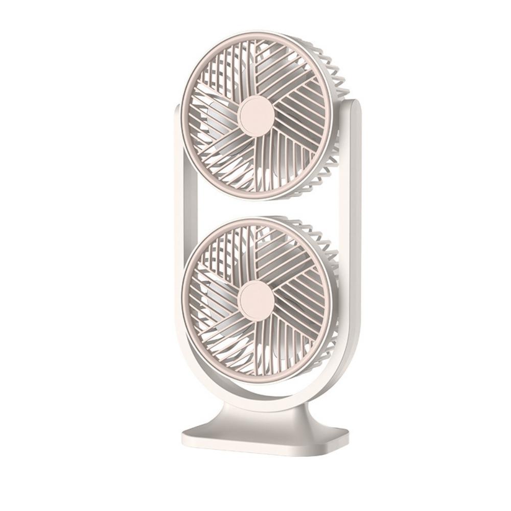 

Night Light Dual-Head Desktop Fan 5 Gear Small Electric Fan Air Circulation Fan Bedroom Use бежевый