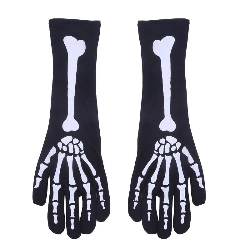 Adult Halloween White Skeleton Gloves Fashion Skull Mitten Ghost Claw Skull Glove Stretch Cosplay Goth Mittens Accessories