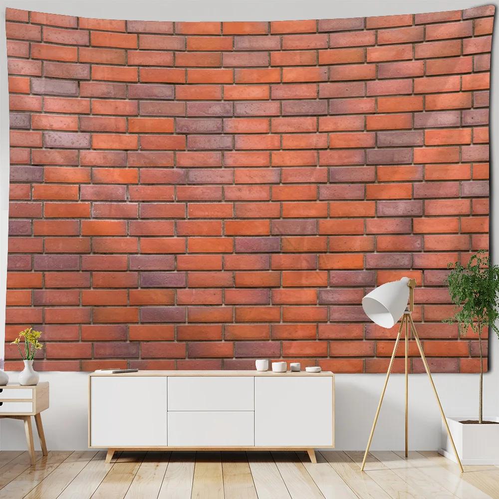 Ziegelmauer, Steinmauer, bedruckter Wandteppich, Wandbehang, Holzmaserung-Imitation Heimdekoration, Wohnzimmer-Wandhintergrund