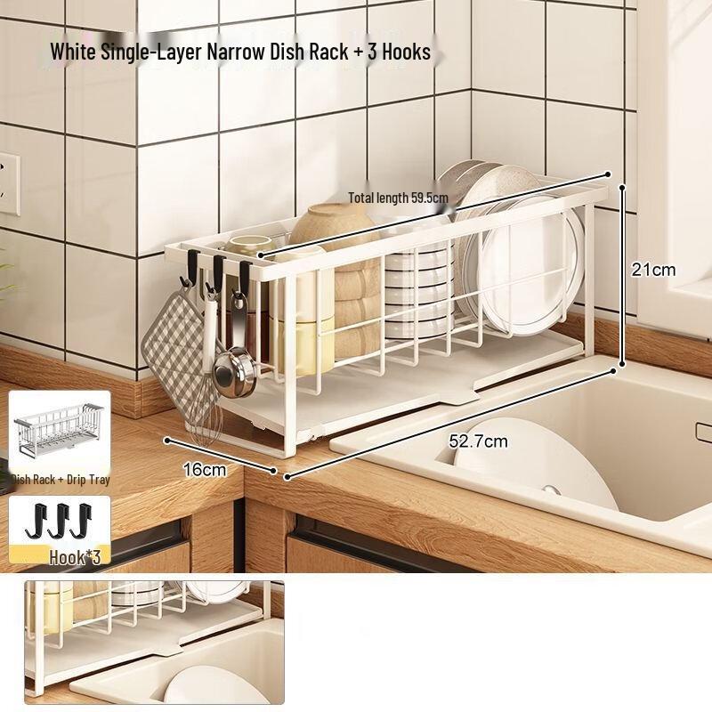 Narrow Kitchen Sink Dish Drying Rack