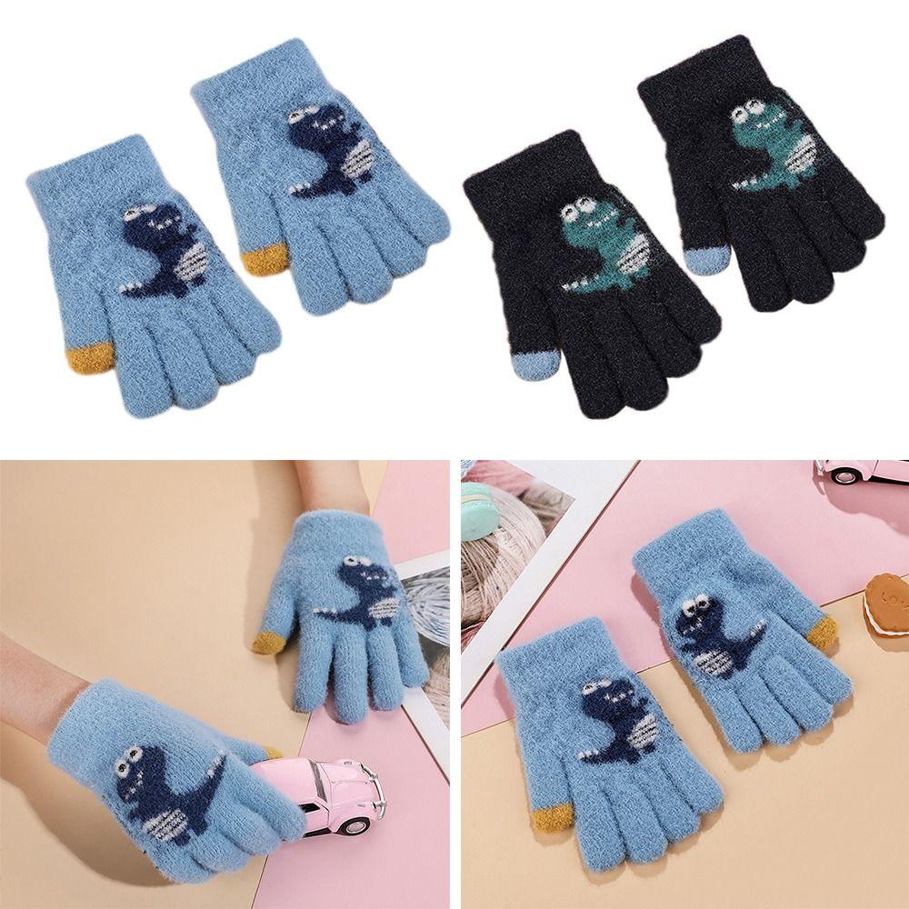 

Outdoor Dinosaur Girls Boys Kids Mittens Children Full Finger Gloves Thicken Gloves Winter Warm