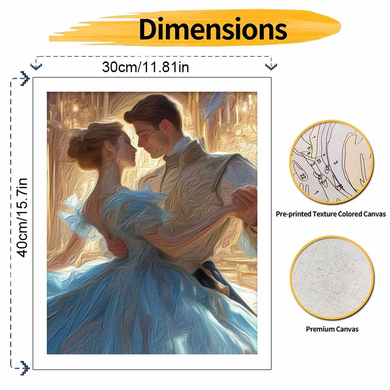 Disney animation digital oil painting ballroom dance diy handpainted coloring painting home decoration, Cinderella and Prince charming