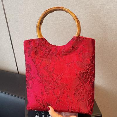 Nova bolsa vermelha moderna de grande capacidade portátil para o dia a dia bolsa de grande capacidade feminina estilo chinês para casamento