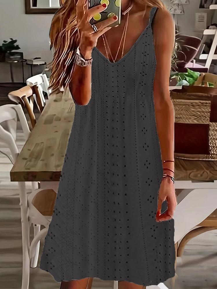 Elegant Hollow Jacquard Dress for Women European American Style