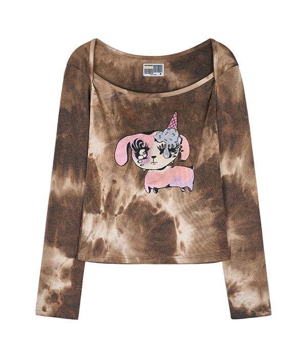 Youth Bath Graphic Washed Long Sleeve_Brown Brown/M