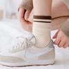 2Pair Socks Solid Color Striped Socks Casual Cotton Sports Socks