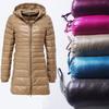 Autumn and Winter New Women's Down Jacket Medium and Long Hooded Slim Fit Light Down Jacket Large Size Women's Clothing