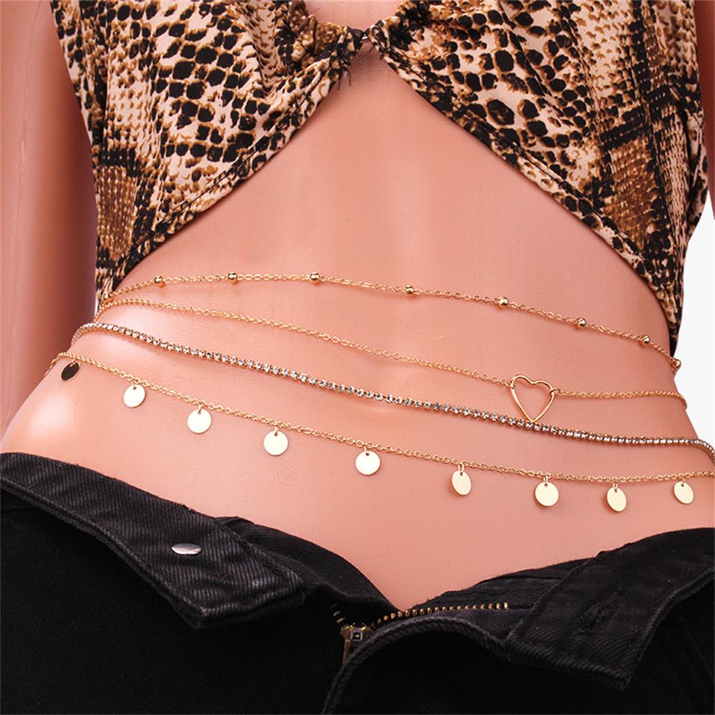 Alluring Vintage Body Waist Chain Waistband For Summer Beach Vacation Women Belly Belt Chain Bikini Body Chain