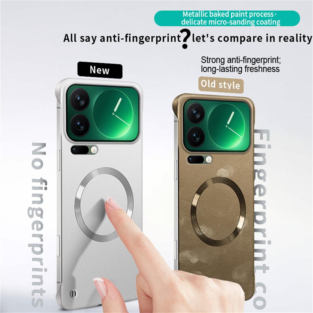 Plating Metallic Color Frameless Magnetic Phone Case For Xiaomi 15 17 Pro Max 14 13 Ultra For Magsafe Ultra-thin Cover