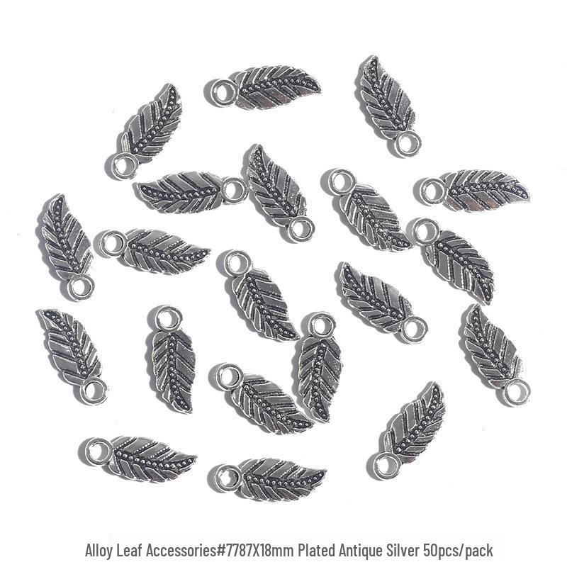 Handmade Antique Silver Leaf Jewelry Accessories for DIY Bracelets and Necklaces.
