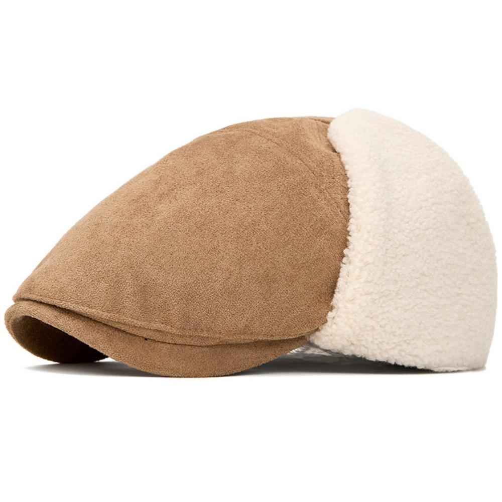 

HT5023 Beret Cap Thick Warm Winter Hats for Men Women Fleece Lined Suede Beret Hat Male Female Earflap Cap Vintage Ivy Flat Caps 55-59cm світлого кольору хакі
