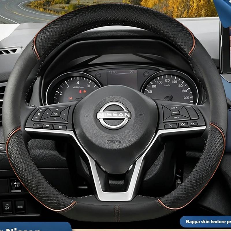 Leder Auto Lenkradabdeckung für Nissan Patrol Y63 Xtrail Kicks Qashqai Versa Sentra Altima Armada 2011 - 2025 Zubehör