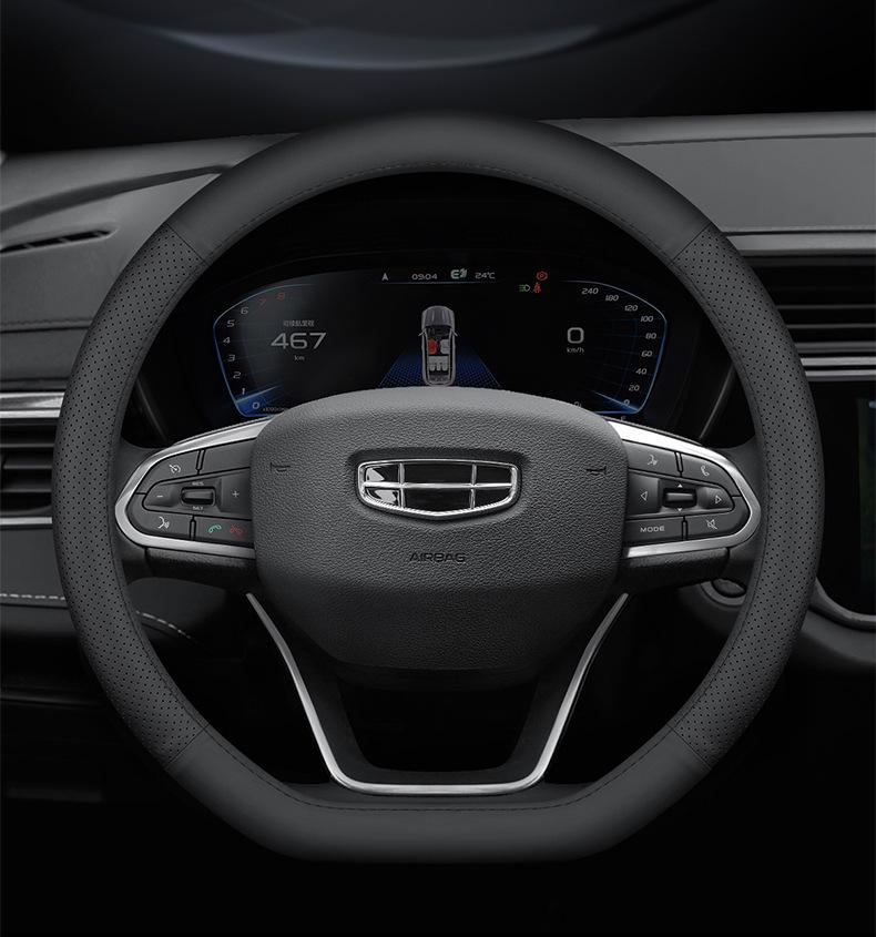 Genuine Leather Steering Wheel Cover for Geely Emgrand GS, Xingyue L, Xingrui, Binyue, Vision X3, Boyue, Galaxy L76