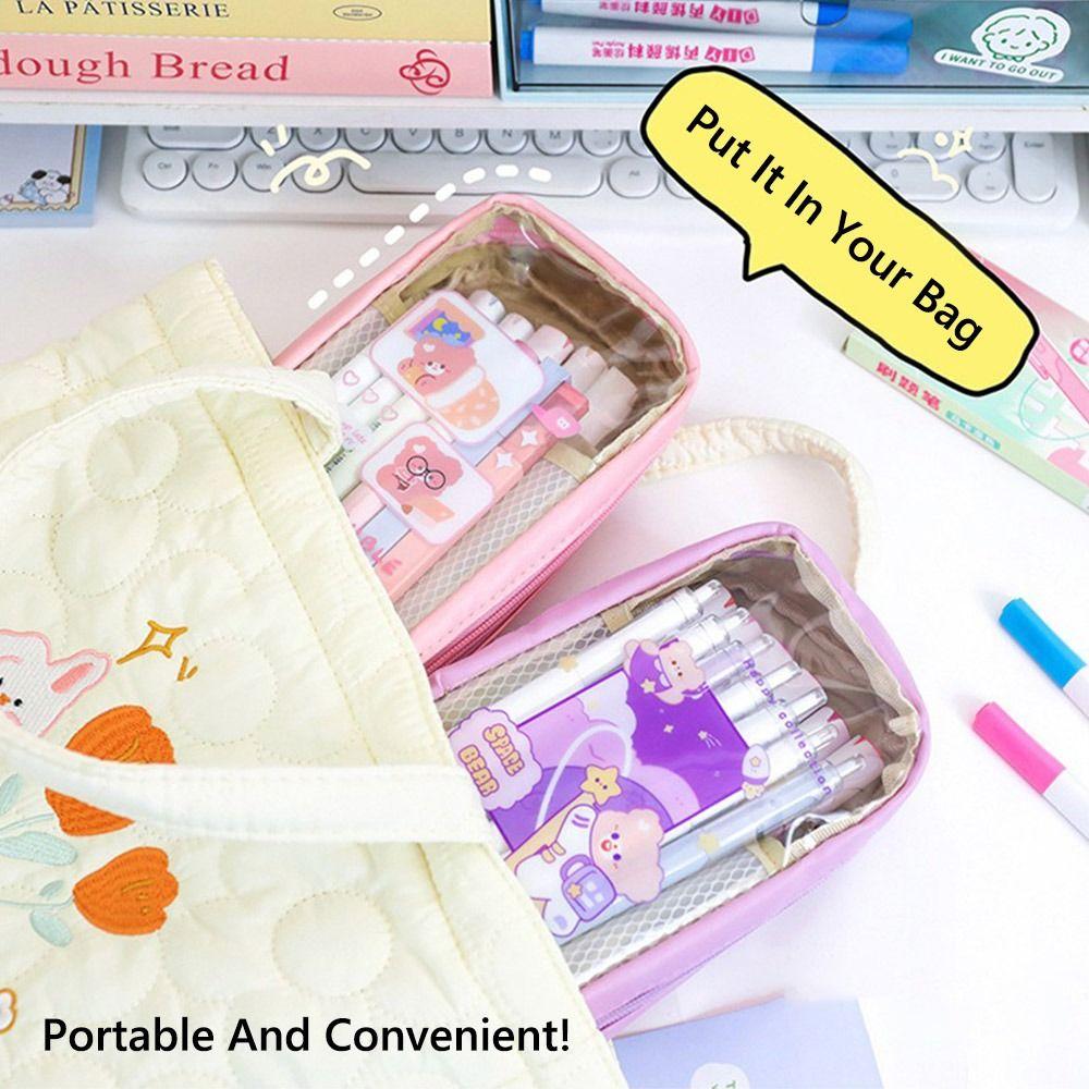 Multilayer Pencil Case Large Capacity Pen Box Cartoon Pen Bag  School Office