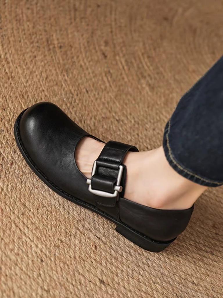 Retro Black Red Mary Jane Shoes Women Thick Heels Ankle Buckle Lolita Shoes Woman  Low Heel Shallow Mouth Single Shoes