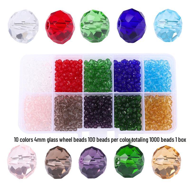 8-Grid Glass Wheel Beads Set (6-10mm) for DIY Jewelry & Accessories