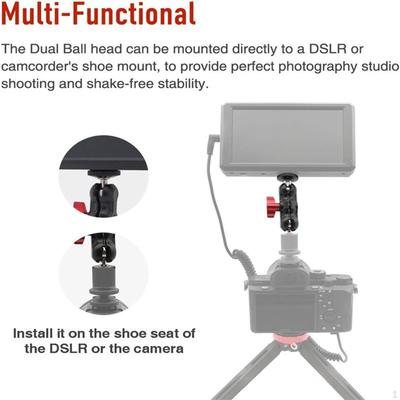 Double Ball Head Rotation Arm Camera Mount Easy To Use Stable Anti-slip Adapter 1/4" Screw for