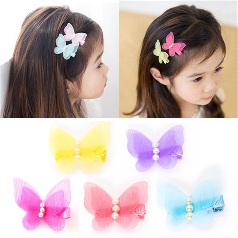 

5шт / лот Конфеты Цвет Лук Бабочка Девушки Волосы Барретт Прекрасный Жемчуг Девушки Для Стрижки волос