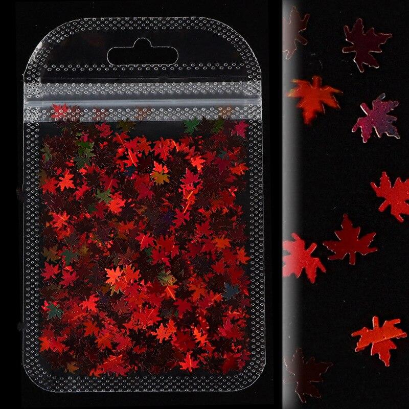 

1 пакетик, кленовый лист, блестки для ногтей, голографический блеск, блестящие чешуйки для ногтей, украшение для ногтей