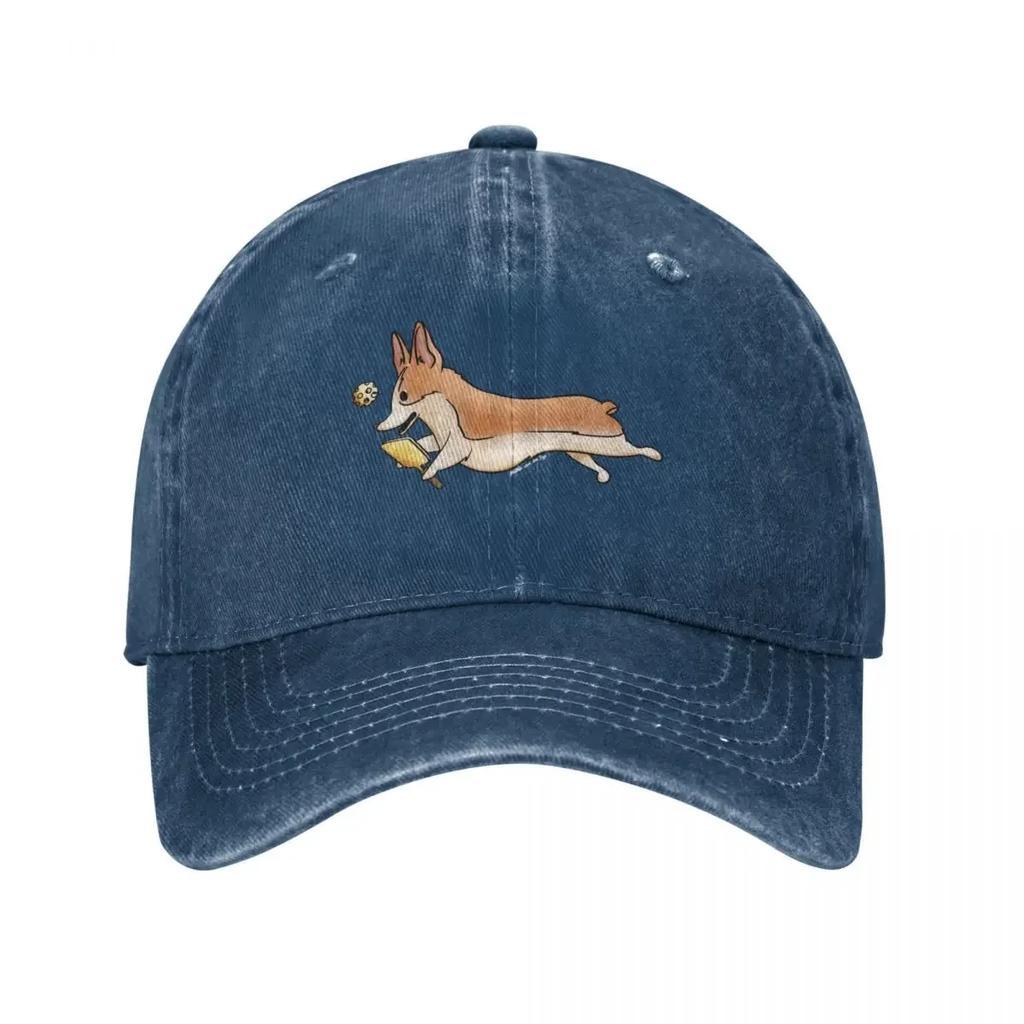 Corgi Chasing Hisher Pickleball On Red Baseball Cap Golf Cap Luxury Brand Hats for Unisex Western Hat Unisex Womens