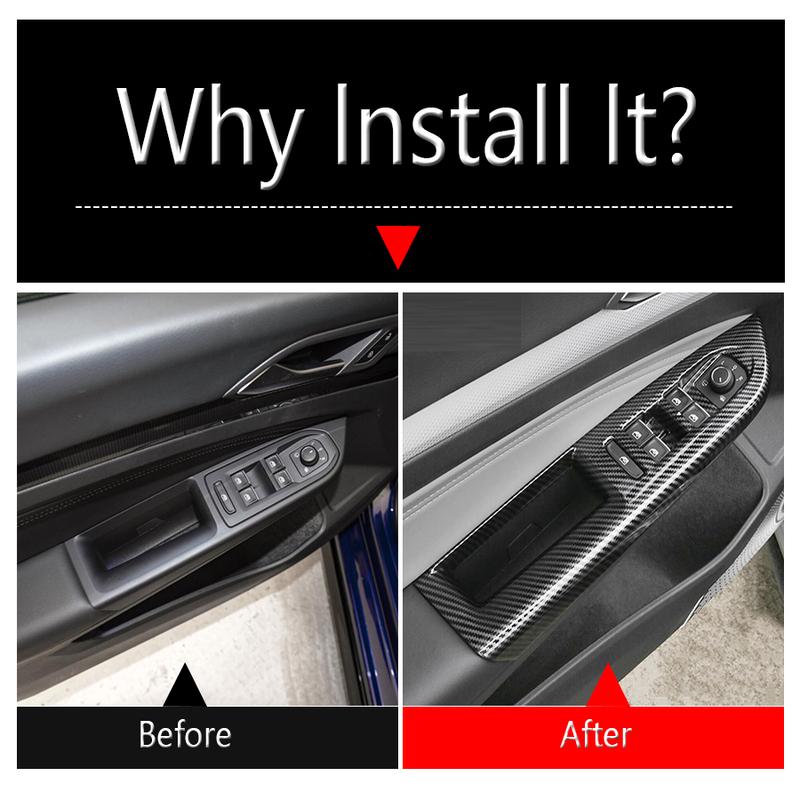 LHD Car Door Armrest Window Glass Lift Button Knob Cover Trim Carbon Fiber Accessories For VW Volkswagen Golf 8 MK8 - 2025