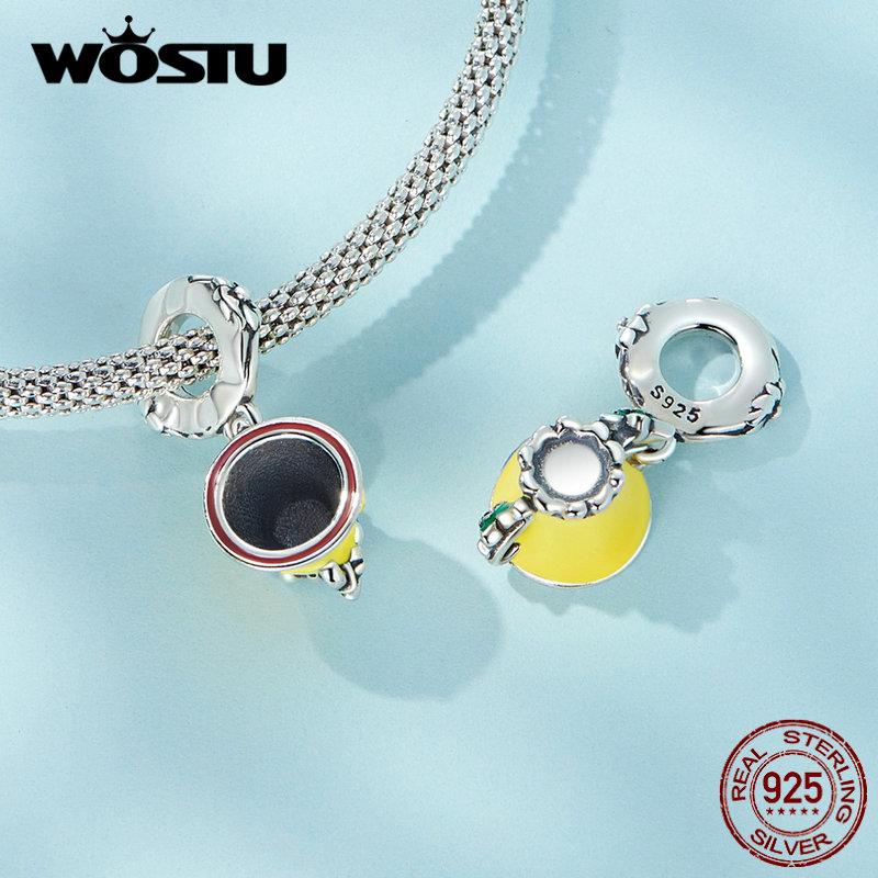 WOSTU 925 Sterling Silver Devil Flower Hanging Charm Grotesque Bee & Fish Hanging Bead Fit DIY Making Women Bracelet & Bangle Jewelry