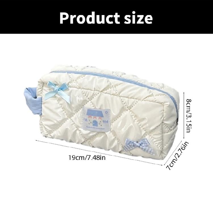 Aesthetic Pen Bag Lovely Bows Pencil Case Makeup Bag Cartoon Pen Case Large Capacity Pencil Bag School Office Supplies