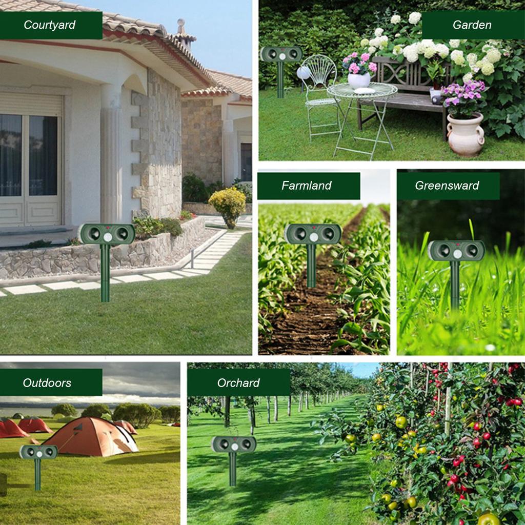 WH-510 Solar-Powered Animals Repeller Ultrasonic-Wave Dog Cat Rechargeable Repellent for Outdoor