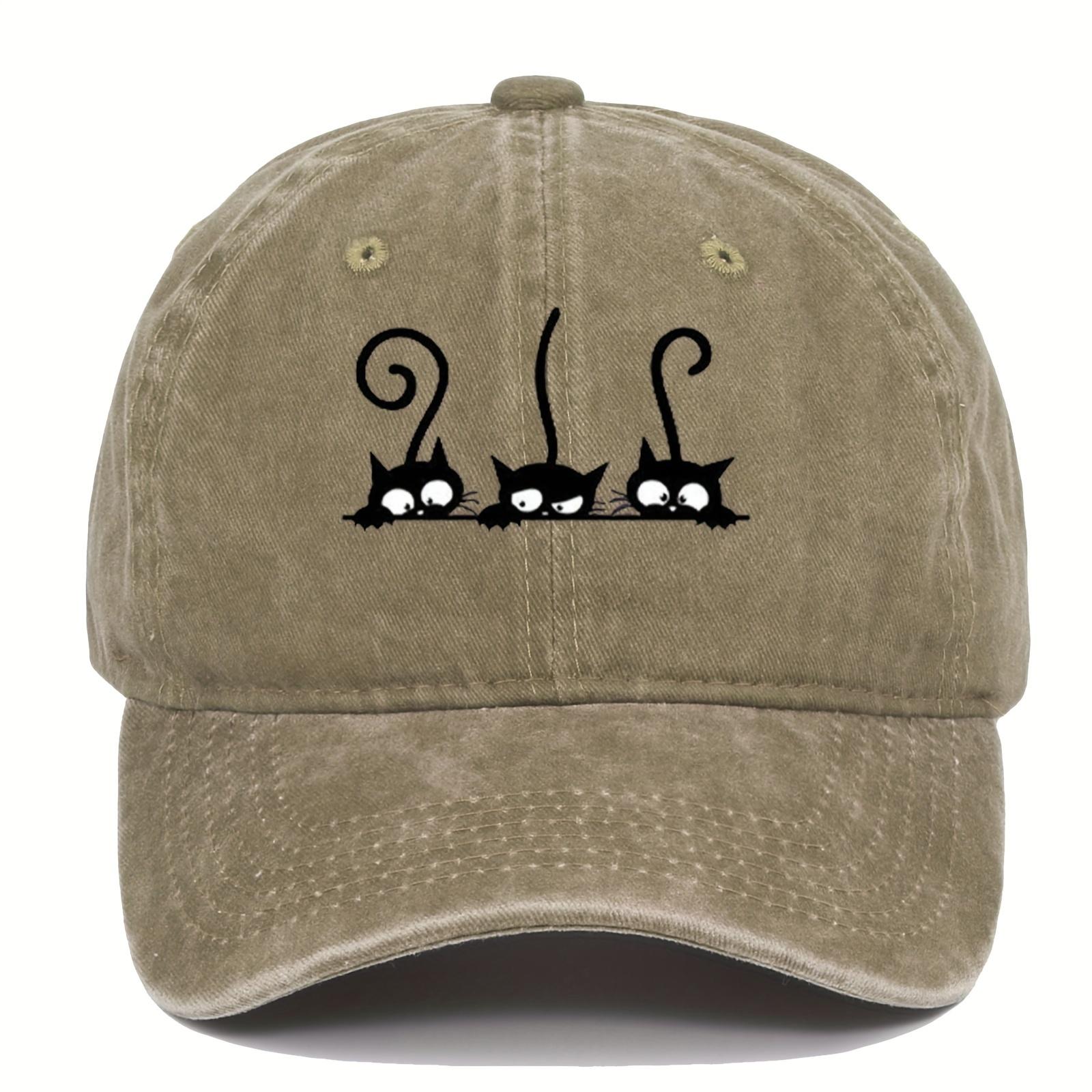 

Three Cute Cat Printed Baseball Hats for Men and Women Outdoor Leisure Sunshade Duck Tongue Hats