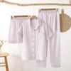 Cotton Gauze Couples Sleepwear Set With Sleeveless Shorts For Summer Home Lounge