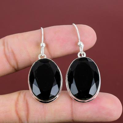 Faceted Black Onyx Earrings Gemstone Earring 925 Sterling Silver Earring Handmade Jewelry Drop Earrings Dainty Silver Jewelry Gifts For Wife