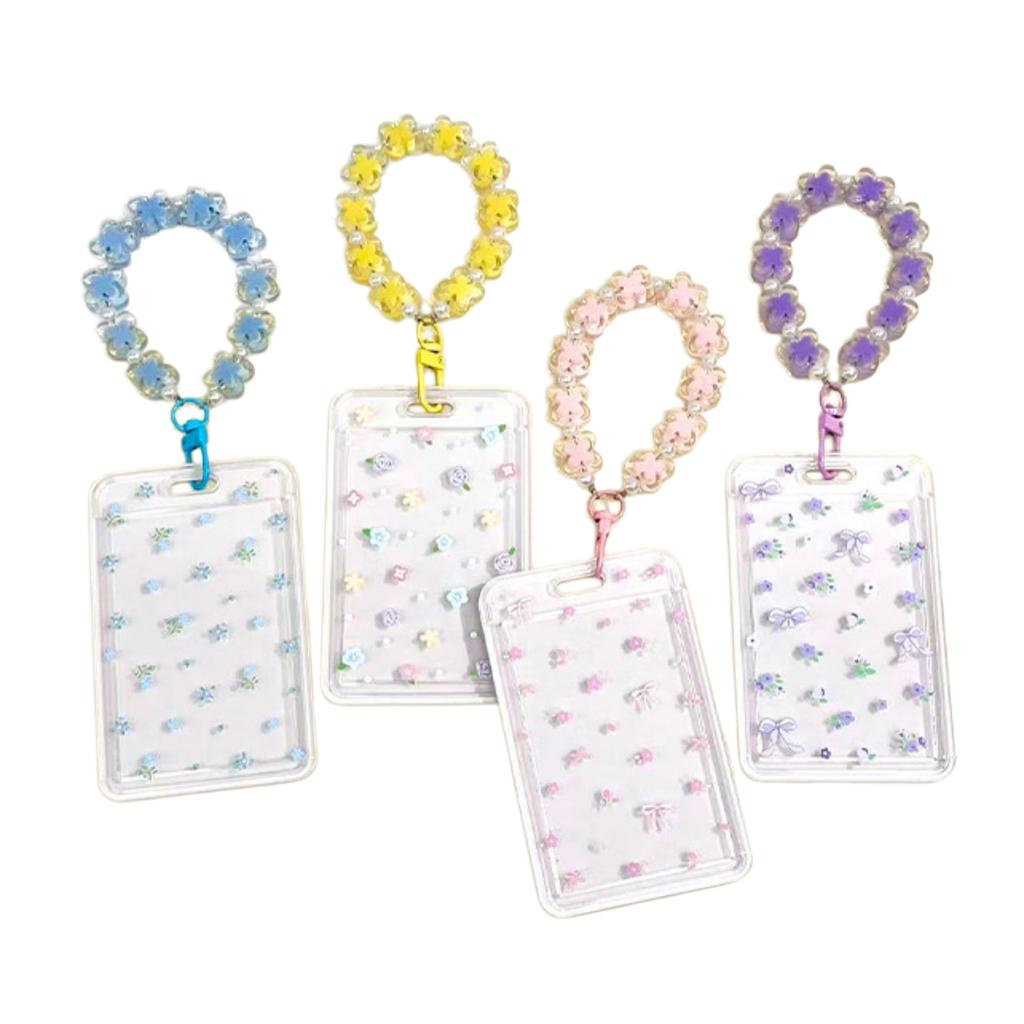Id Badge Protector Sturdy Card Protector Case Sliding Card Case Transparent Cute Card Holder For Student Campus Office Workers