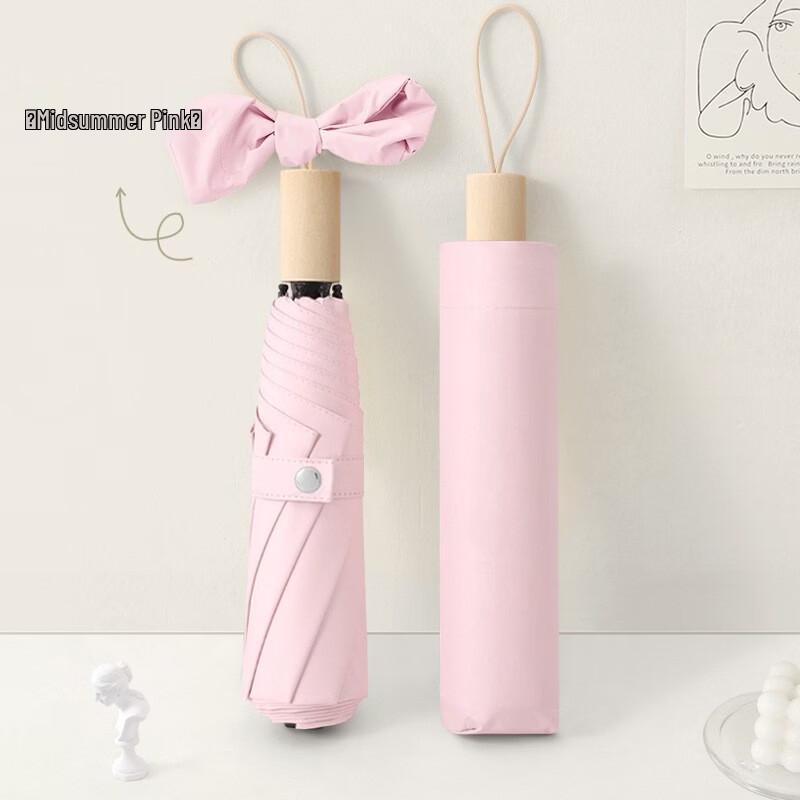 Tian Ai 8-Rib UV Folding Umbrella with Wooden Handle