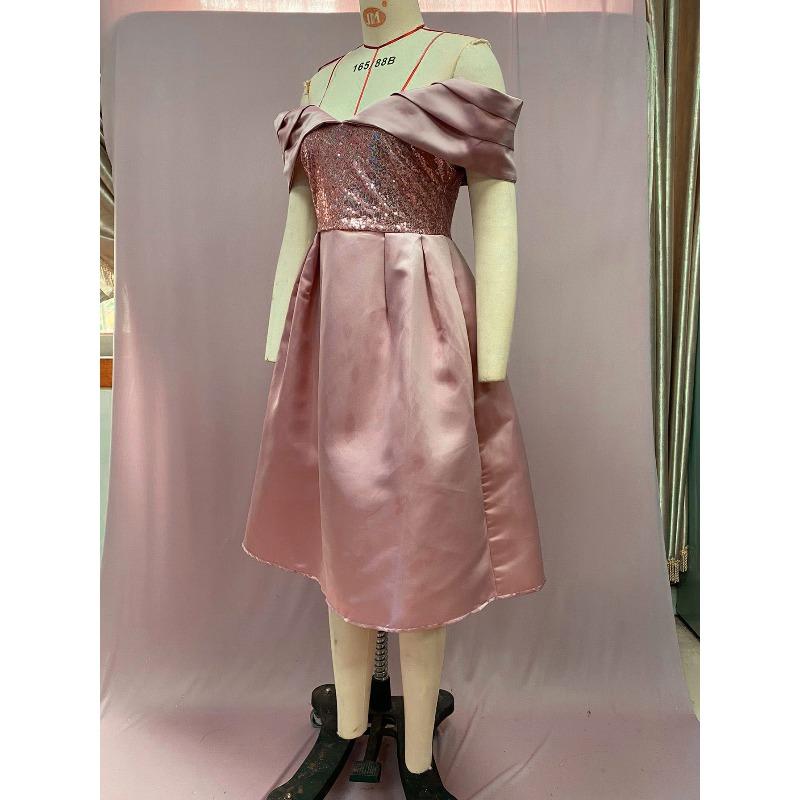 Vestido de Noche para Banquetes Simple y Atmosférico Largo y Delgado con Lentejuelas Hombros Descubiertos